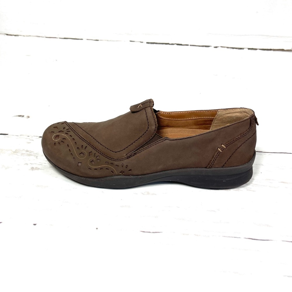 OTBT Victoria Loafers Women’s Size 8.5W Brown Leather Laser Cut